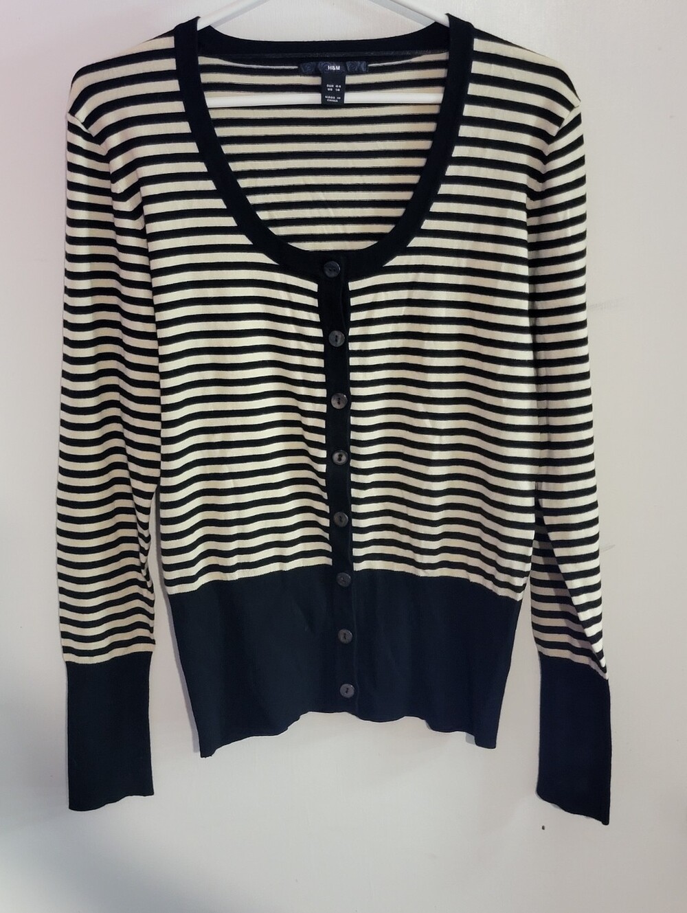 H&M Black and Cream Striped Cardigan